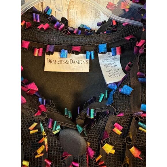 Draper's & Damon's Fashion Jacket Ribbon Details Black Shell Size Medium - Picture 9 of 9